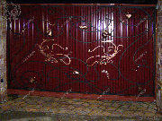 Откатные кованые ворота, закрытые профилированным стальным листом. г.Подольск.