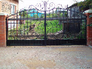 Распашные кованые ворота открытого типа. Вологодская область, г.Никольск